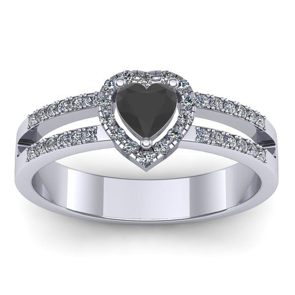 Inel logodna cu diamant negru inima