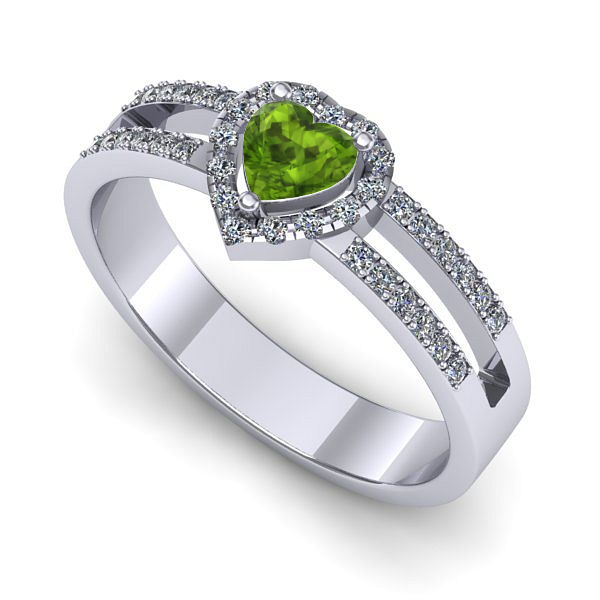 Inel din aur alb cu peridot