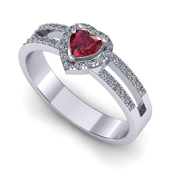 Inel de logodna din aur alb cu rubin