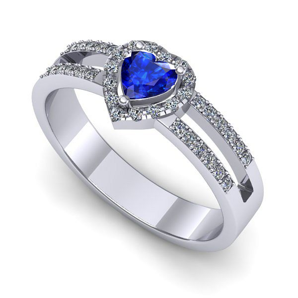 Inel logodna din aur alb cu safir