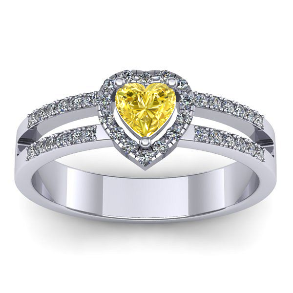 Inel cu safir galben inima