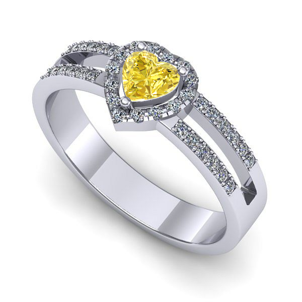 Inel din aur alb cu safir galben