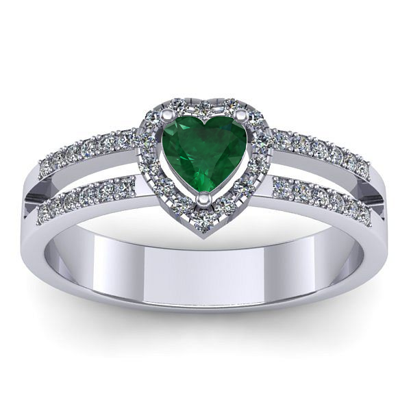 Inel de logodna cu smarald inima