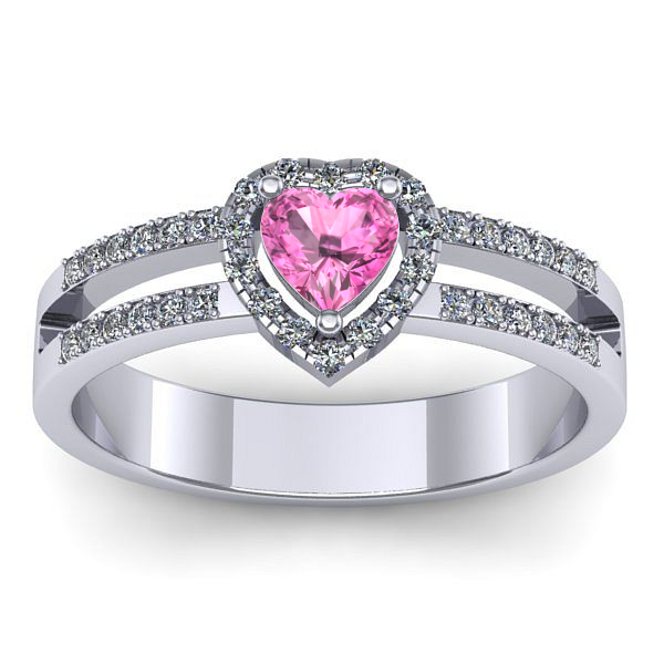 Inel de logodna cu safir roz inima