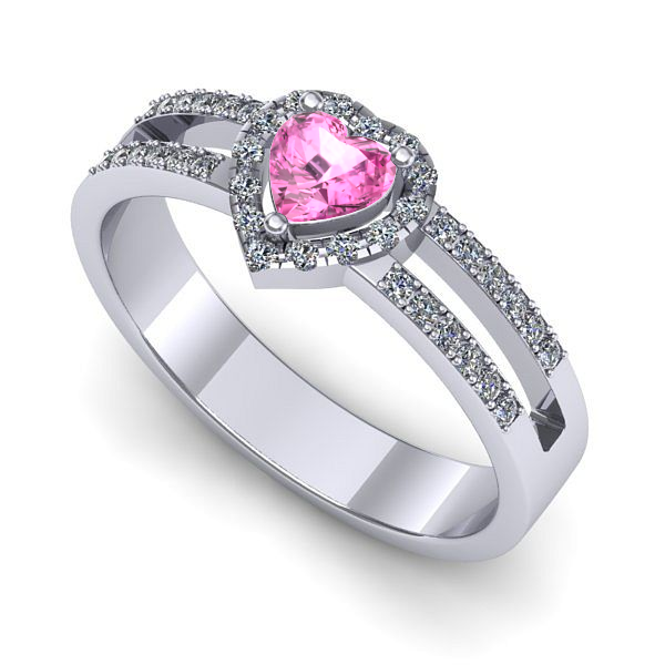 Inel din aur alb cu safir roz