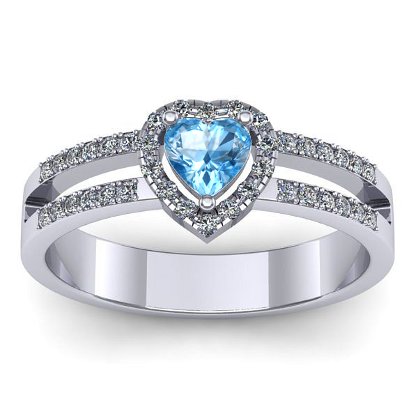 Inel logodna cu topaz blue inima