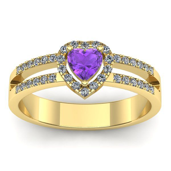 Inel de logodna cu ametist inima