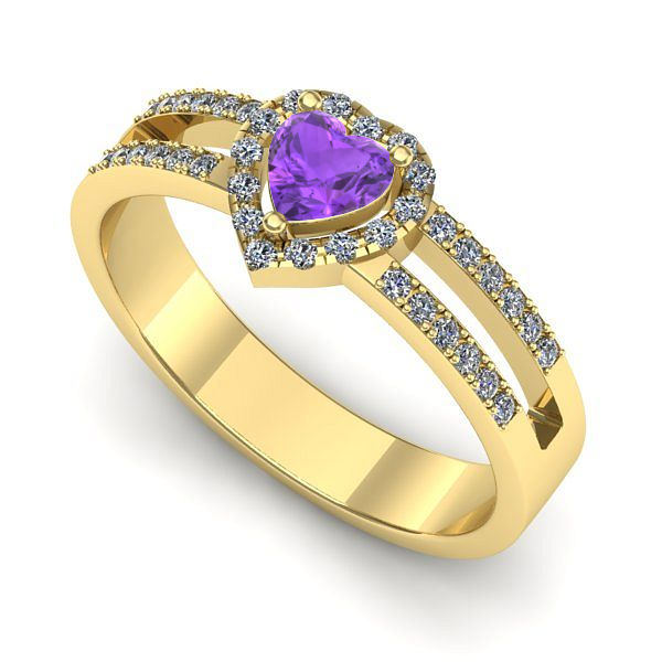 Inel din aur galben cu ametist