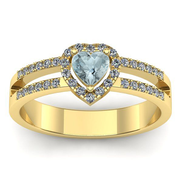 Inel de logodna cu aquamarin inima