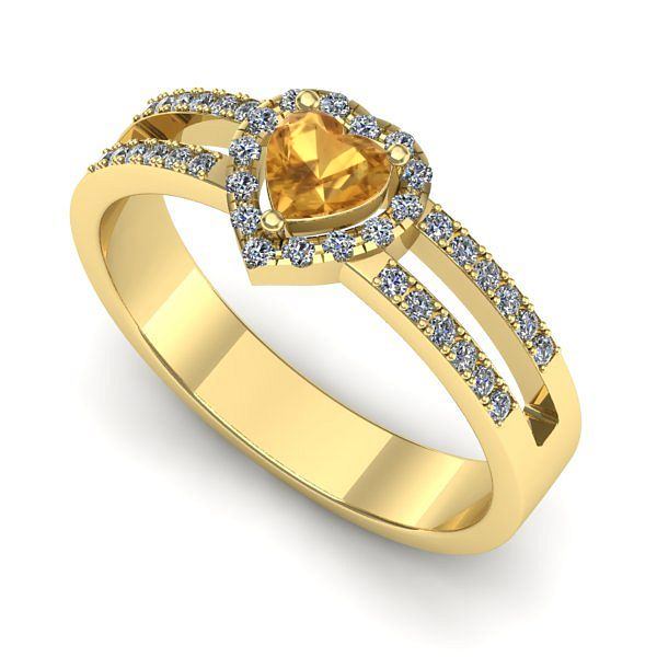 Inel logodna din aur galben cu citrin
