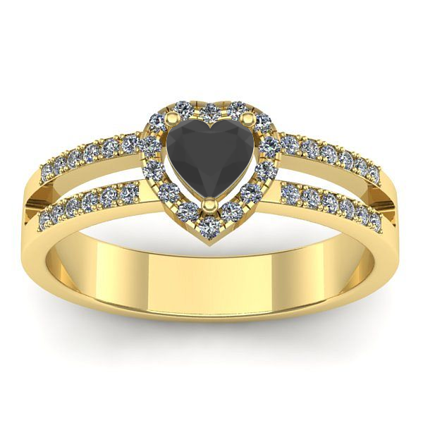 Inel de logodna cu diamant negru inima