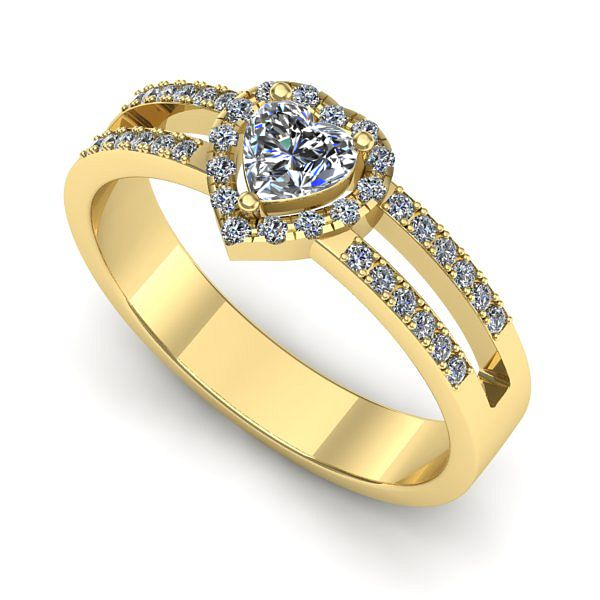 Inel logodna din aur galben cu safir alb