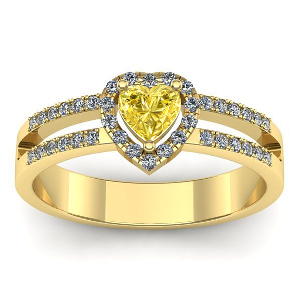 Inel logodna cu safir galben inima