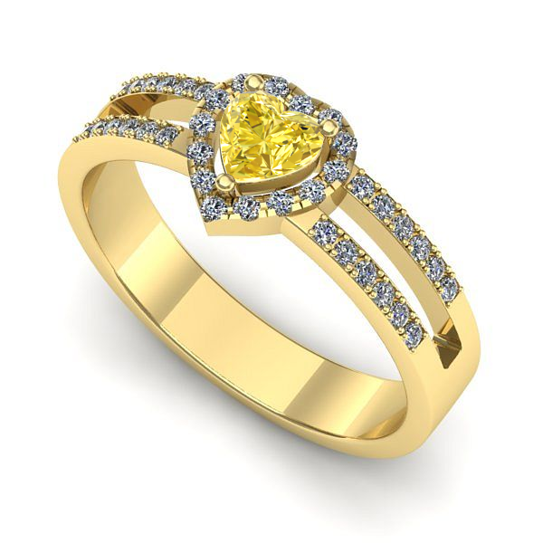 Inel logodna din aur galben cu safir galben