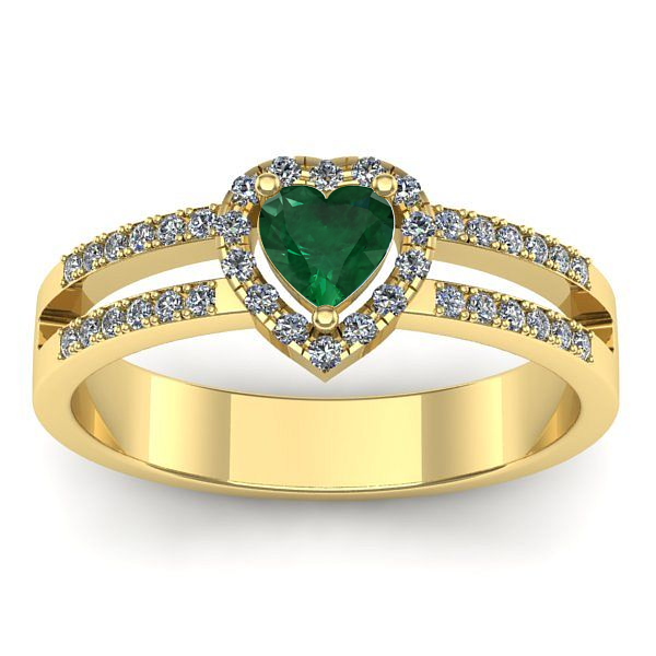 Inel de logodna cu smarald inima