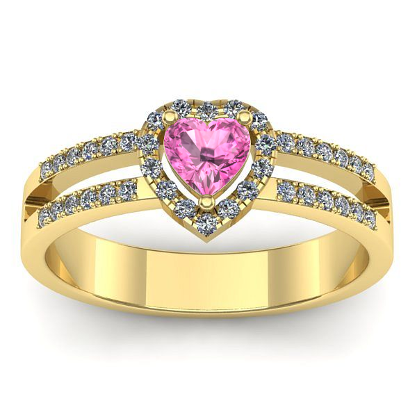 Inel cu safir roz inima