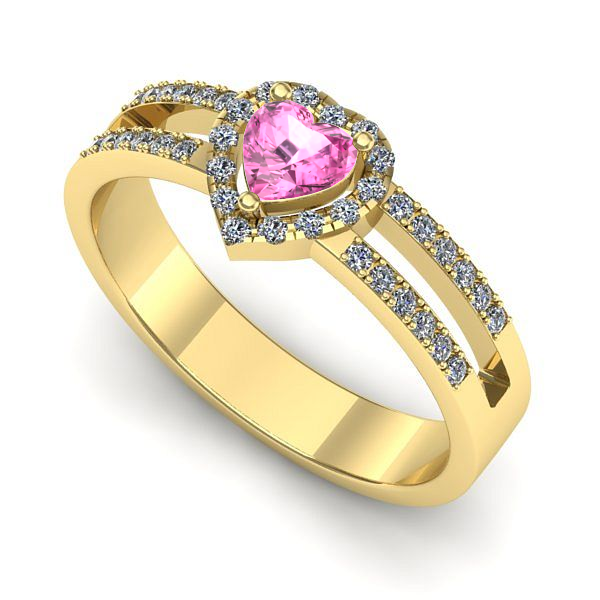 Inel de logodna din aur galben cu safir roz