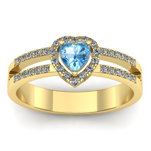 Inel cu topaz blue inima