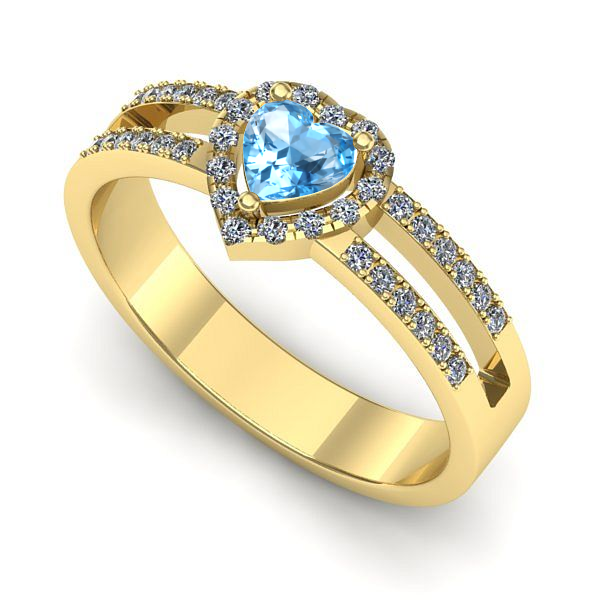 Inel de logodna din aur galben cu topaz blue