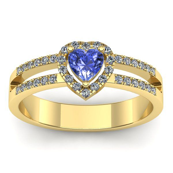 Inel logodna cu tanzanit inima