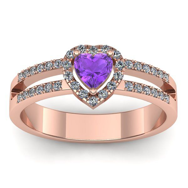 Inel de logodna cu ametist inima