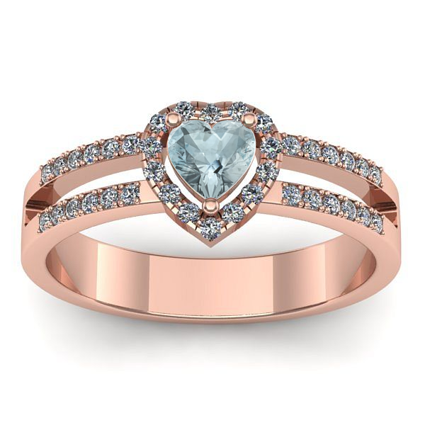 Inel de logodna cu aquamarin inima
