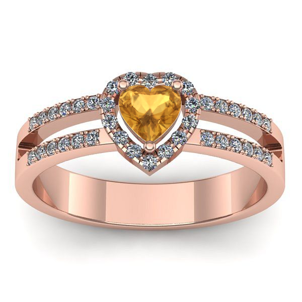 Inel cu citrin inima