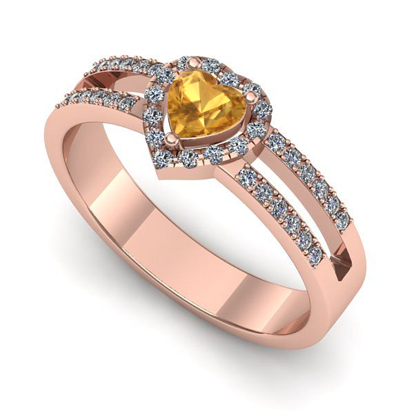 Inel din aur roz cu citrin