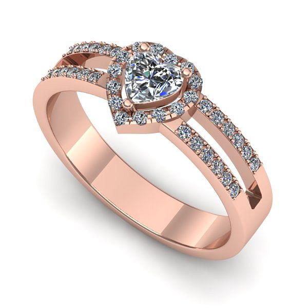 Inel logodna din aur roz cu diamant