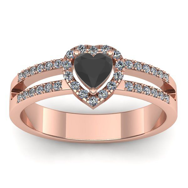 Inel logodna cu diamant negru inima