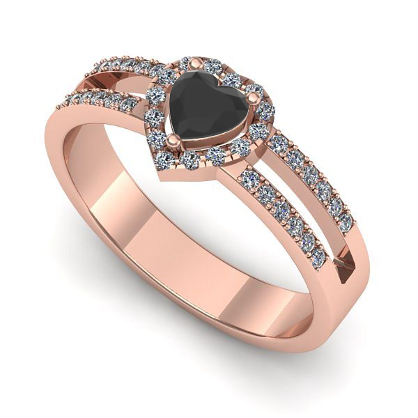 Inel din aur roz cu diamant negru