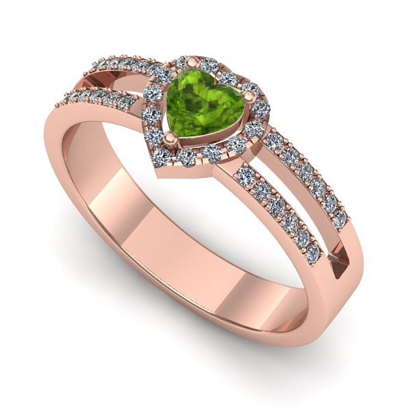 Inel din aur roz cu peridot