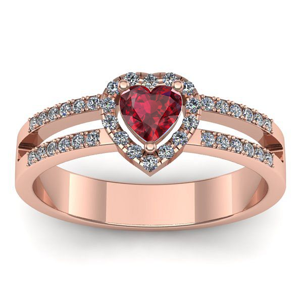Inel de logodna cu rubin inima