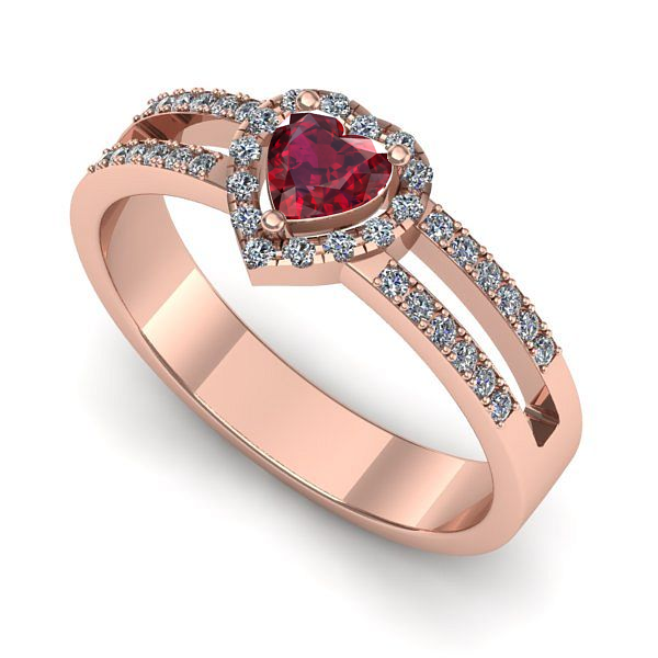 Inel logodna din aur roz cu rubin