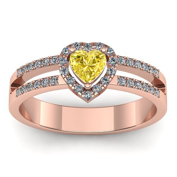 Inel logodna cu safir galben inima