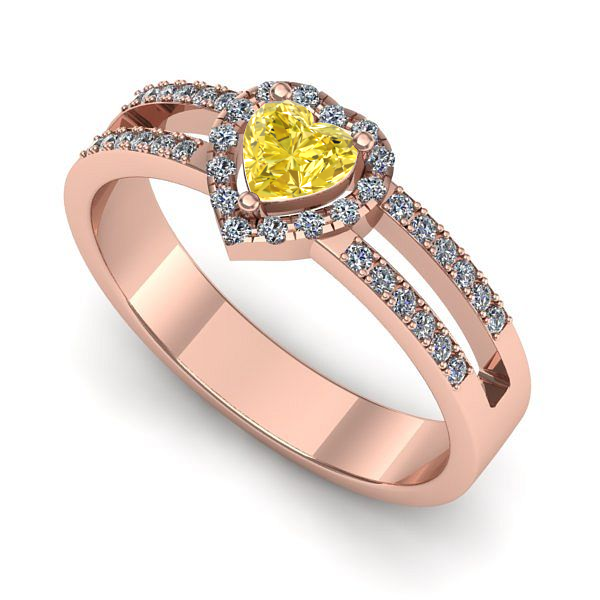 Inel din aur roz cu safir galben