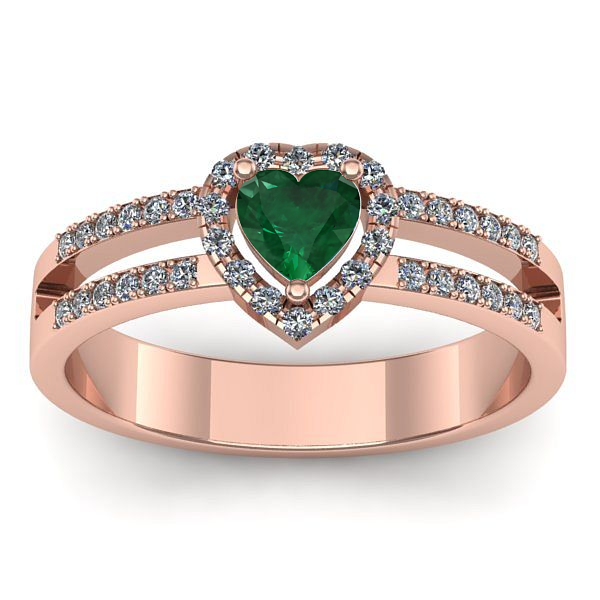 Inel de logodna cu smarald inima