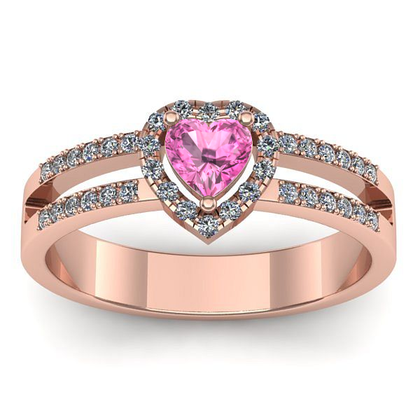 Inel logodna cu safir roz inima
