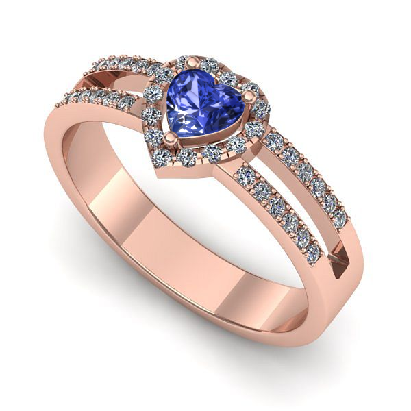 Inel din aur roz cu tanzanit