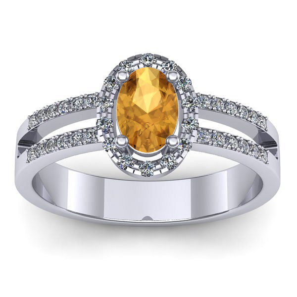 Inel logodna cu citrin oval