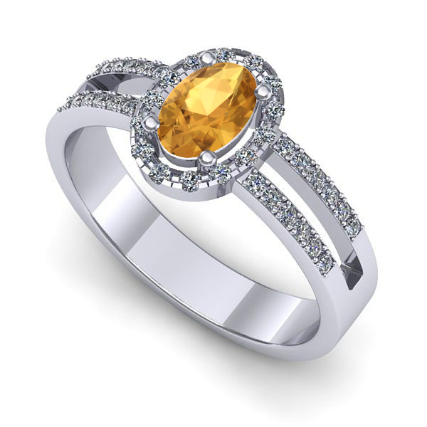 Inel de logodna din aur alb cu citrin