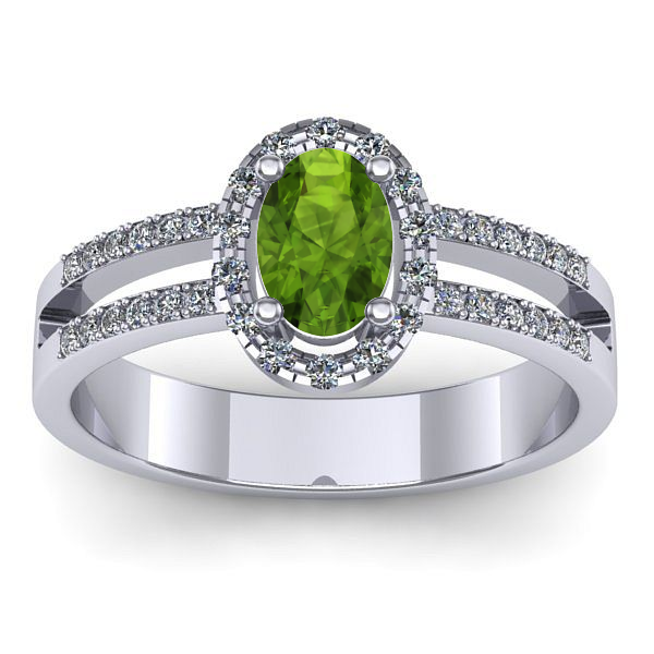 Inel de logodna cu peridot oval