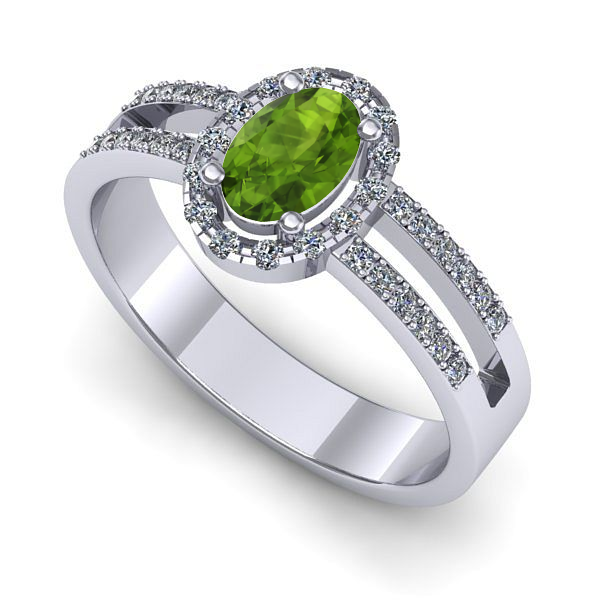 Inel din aur alb cu peridot