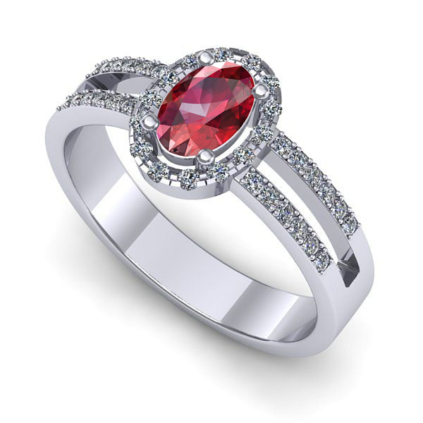 Inel logodna din aur alb cu rubin