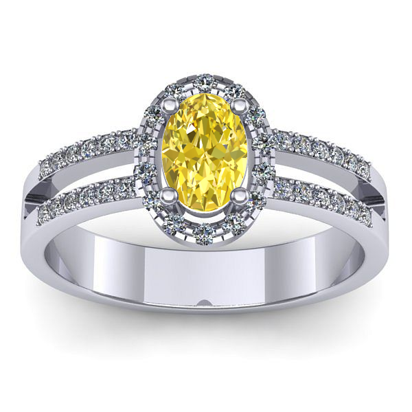 Inel de logodna cu safir galben oval