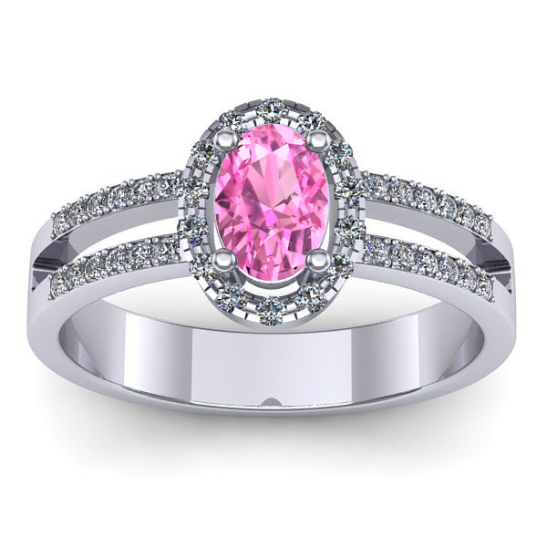 Inel cu safir roz oval