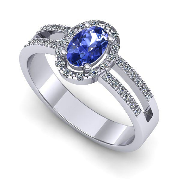 Inel logodna din aur alb cu tanzanit