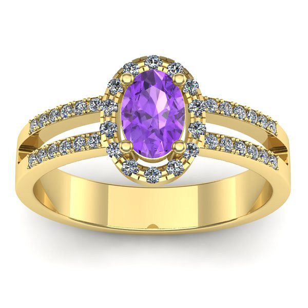 Inel logodna cu ametist oval