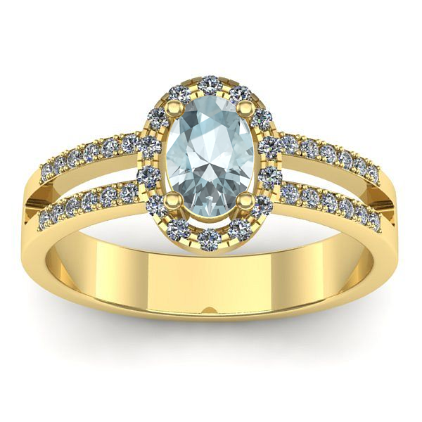 Inel de logodna cu aquamarin oval