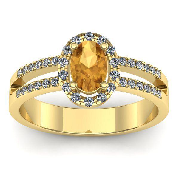 Inel logodna cu citrin oval